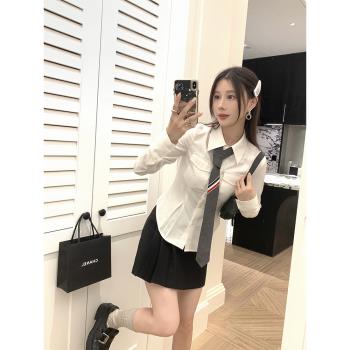 EKOOL早春長袖疊穿內搭白色襯衫