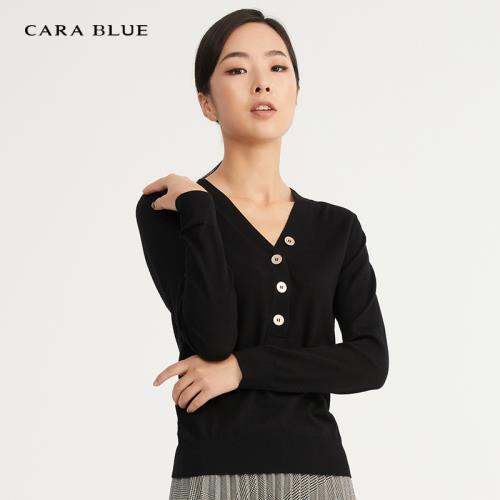 CARABLUE時尚通勤百搭V領針織衫KC213MKR0102