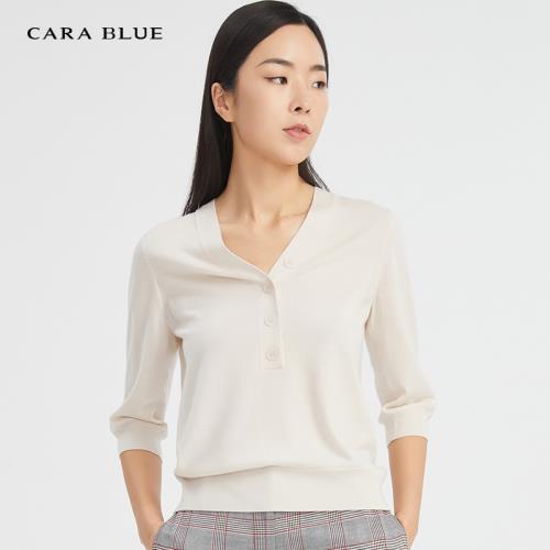 cara blue 喀啦 針織衫 女裝時尚簡約純色V領七分袖KB203MKR0024