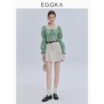 EGGKA泡泡袖方領別致獨特襯衫