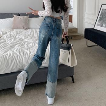 Fashionable mid rise straight leg jeans 時尚中腰直筒牛仔褲女