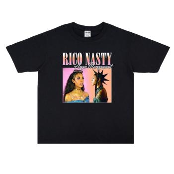 歐美說唱嘻哈女歌手里科·納斯蒂Rico Nasty人物個性印花T恤短袖