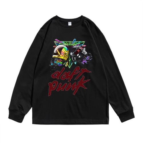 蠢朋克樂隊Daft Punk傻瓜朋克組合專輯印花純棉寬松長袖T恤男女潮