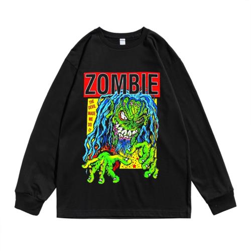 歐美Rob Zombie 羅布青少年白僵尸樂隊重金屬搖滾款式長袖T恤男女