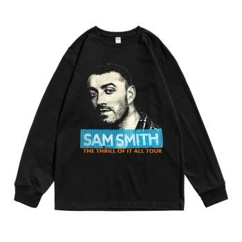 歌手薩姆·史密斯Sam Smith騷姆印花潮牌T恤長袖圓領寬松男女同款