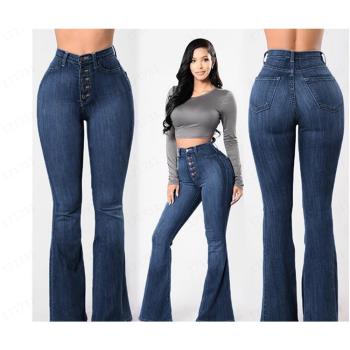 Womens high waist stretch wide leg jeans高腰彈力闊腿牛仔褲