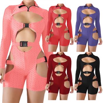 Sexy cosplay hollowed-out jumpsuit nightclub cycling clothe