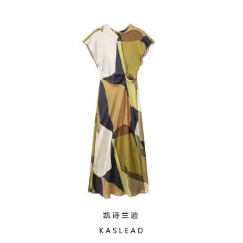 KASLEAD 新款 女裝 歐美風時尚絲緞質感印花迷笛連衣裙 2454163