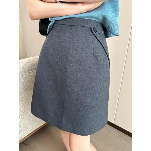 PINK灰色高腰a字半身裙女秋季2025新高級感花苞時尚通勤西裝短裙