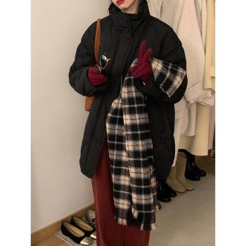 YNVN黑色立領90白鵝絨羽絨服女2023冬季新款韓系高級感面包服外套
