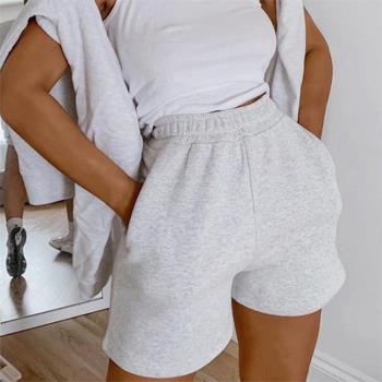 Women Solid Color Slim High Waist Wide Leg Shorts for Sports