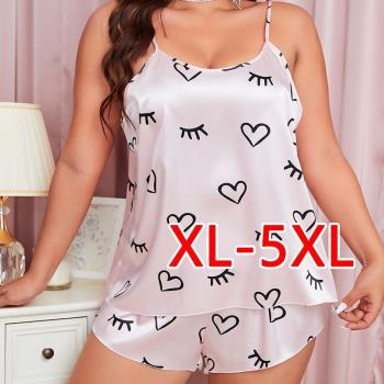 XL-5XL home service suit fat women plus size Sling pajamas