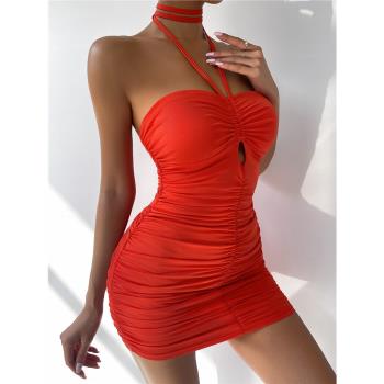Summer 2022 Sexy hollow-out halter Package buttocks dress