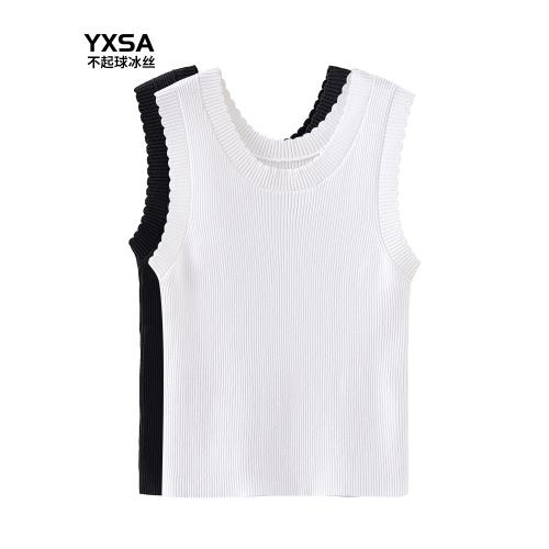 吊帶背心女內搭夏季不起球小眾修身冰絲針織花邊上衣白色冰絲打底
