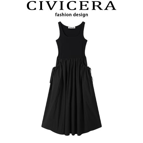 CIVICERA顯瘦無袖連衣裙法式背心