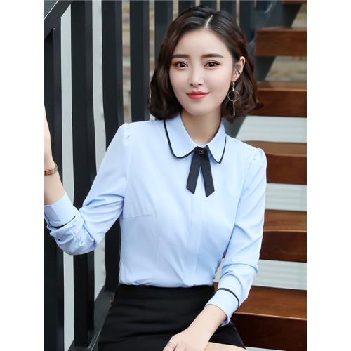 職業襯衫女氣質正裝打底上衣長袖白色襯衣工裝娃娃領酒店工作服