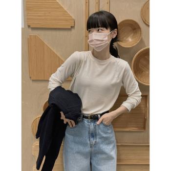白色長袖T恤女裝2024春季新款氣質百搭休閑減齡顯瘦百搭打底上衣