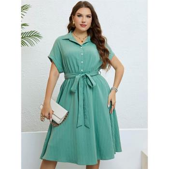 XL-4XL blouse dresses women summer plus size ladies skirt女