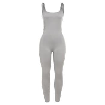 High waisted sports jumpsuit無袖低領修身高腰運動連體長褲女