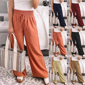 New straight pants loose home casual pants waist solid color