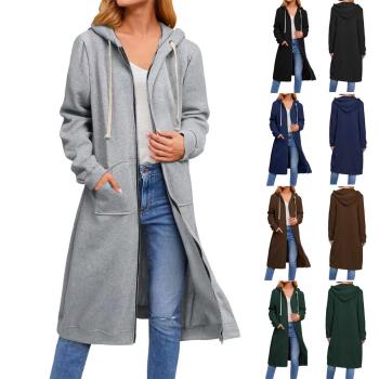 Trench Coat Clothes Long Jacket Winter Women hoodies zip up