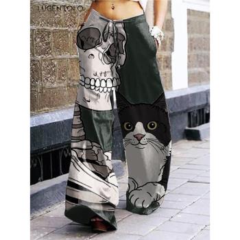 Women Skull Print Cargo Pants Dark Rock Style Fashion Summer