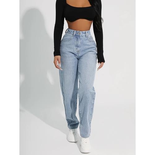 Mid rise denim tight straight leg pants 中腰牛仔緊身直筒褲女