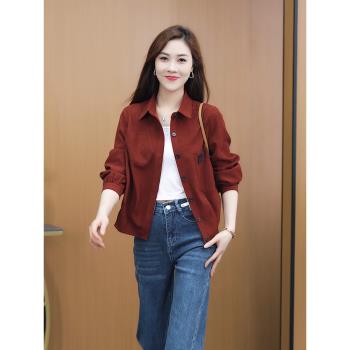 休閑時尚短款外套女2025春秋新款洋氣減齡小個子百搭襯衫夾克上衣
