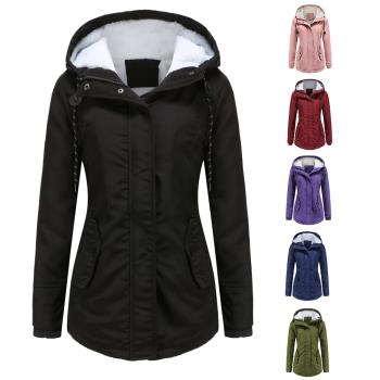 winter new warm cotton-padded womens casual hooded coat