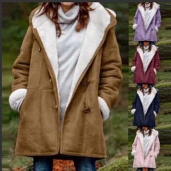 Ladies plus size 5XL casual cardigan warm hooded coat女外套