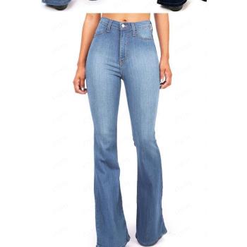 Women plus size 4XL high-waisted slim jeans大碼喇叭牛仔褲女