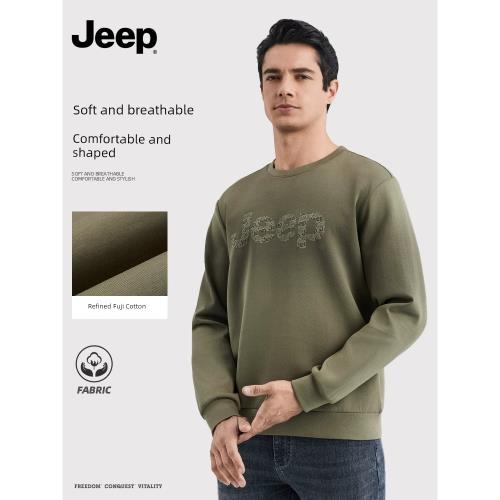 jeep吉普美式男士衛衣圓領T恤高端男款運動高端上衣男生春季新款