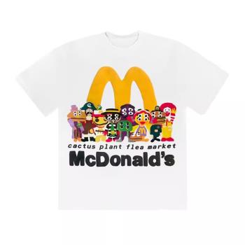 Travis Scott x McDonalds 麥當勞聯名 卡通公仔字母短袖T恤男女