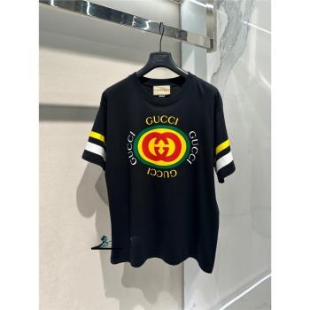 Gu­cci古­馳24春夏新款胸前雙G大標字母logo印花短袖T恤男女款