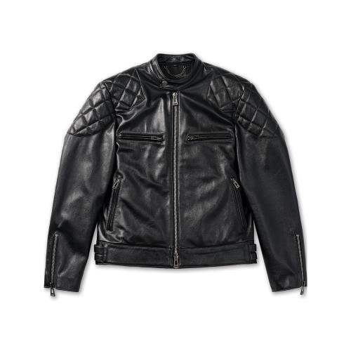 大紅棗REDDATE復刻OUTLAW小貝上身英倫機車皮衣黑色牛皮菱格