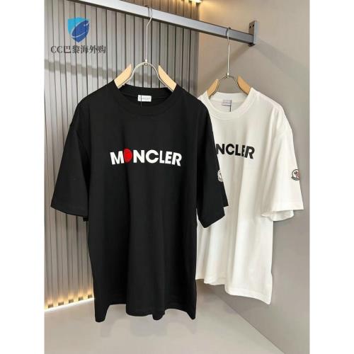 Mo­ncler蒙­口24春夏T恤圓領休閑男女同款字母LOGO經典短袖白色