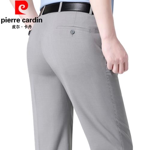 皮爾卡丹高檔桑蠶絲西褲男薄款春夏西褲中年商務上班西裝褲子免燙