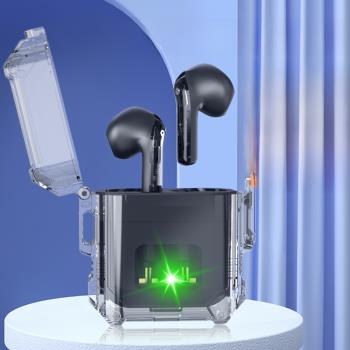 2023新款私模透明殼音樂藍牙立體聲耳機超長續航無線5.3入耳降噪