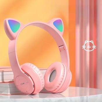 Cute Cat Ear Bluetooth Compatible Headset with LED Wireless