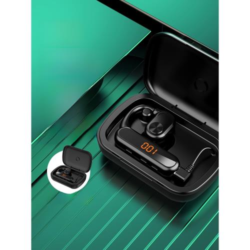 不入耳空氣傳導藍牙耳機掛耳式商務通話數顯充電倉來電報號通用款