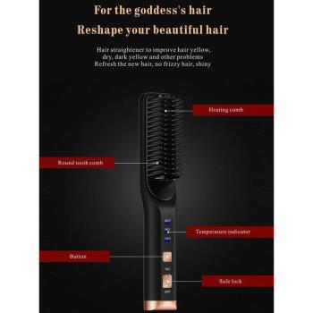 007 H10Cordless Beard Straightener Hair Comb Brush USB Recha