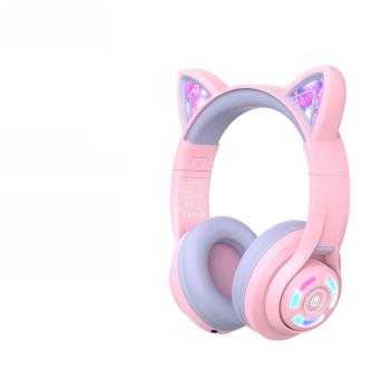 Tribit趣倍貓耳朵無線藍牙兒童耳機可愛頭戴式耳麥學生粉發光低分