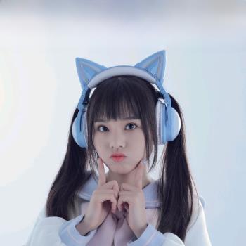 藍牙二次元頭戴式貓耳朵耳機主播同款發光耳麥手機電腦通用動漫潮
