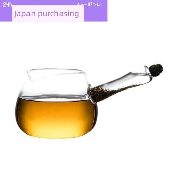 日本日式玻璃側把公道杯加厚耐熱金箔公杯分茶器大號茶海茶漏茶具