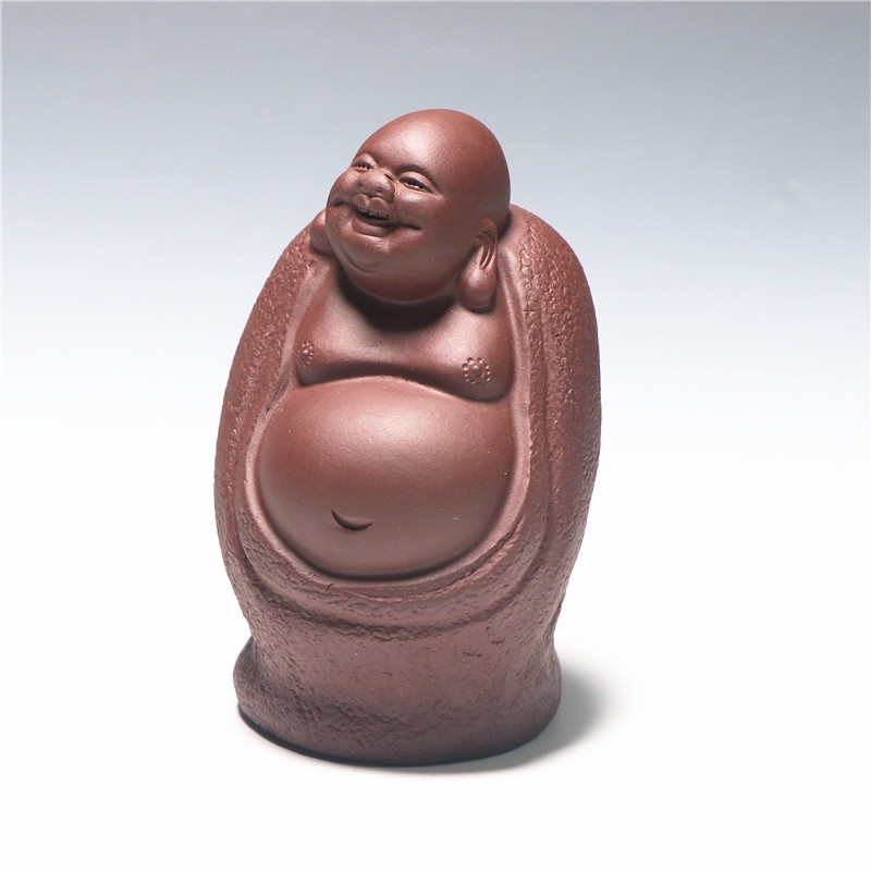 紫砂彌勒佛茶寵擺件精品禪意可養佛像工藝品手工雕塑小佛茶玩茶趣|茶寵