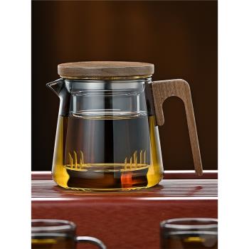 楚羽煙灰玻璃泡茶杯帶蓋茶水分離泡茶壺耐高溫加厚水杯中式飄逸杯