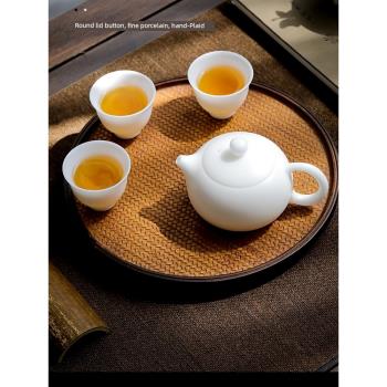 空隱冰種蓋碗茶杯單個高檔白瓷茶具套裝家用功夫碗三才陶瓷羊脂玉