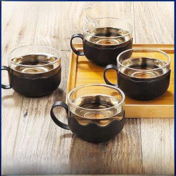 茶壺水杯家用茶杯耐熱防爆玻璃杯子帶把手蓮花杯子茶具套裝煮茶壺