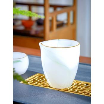 鎏金玉瓷公道杯中式輕奢24K純金手工養生泡茶分茶器琉璃功夫茶具