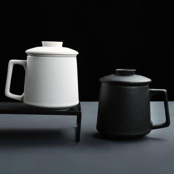 新款陶瓷馬克杯帶蓋過濾辦公室水杯創意家用泡茶杯